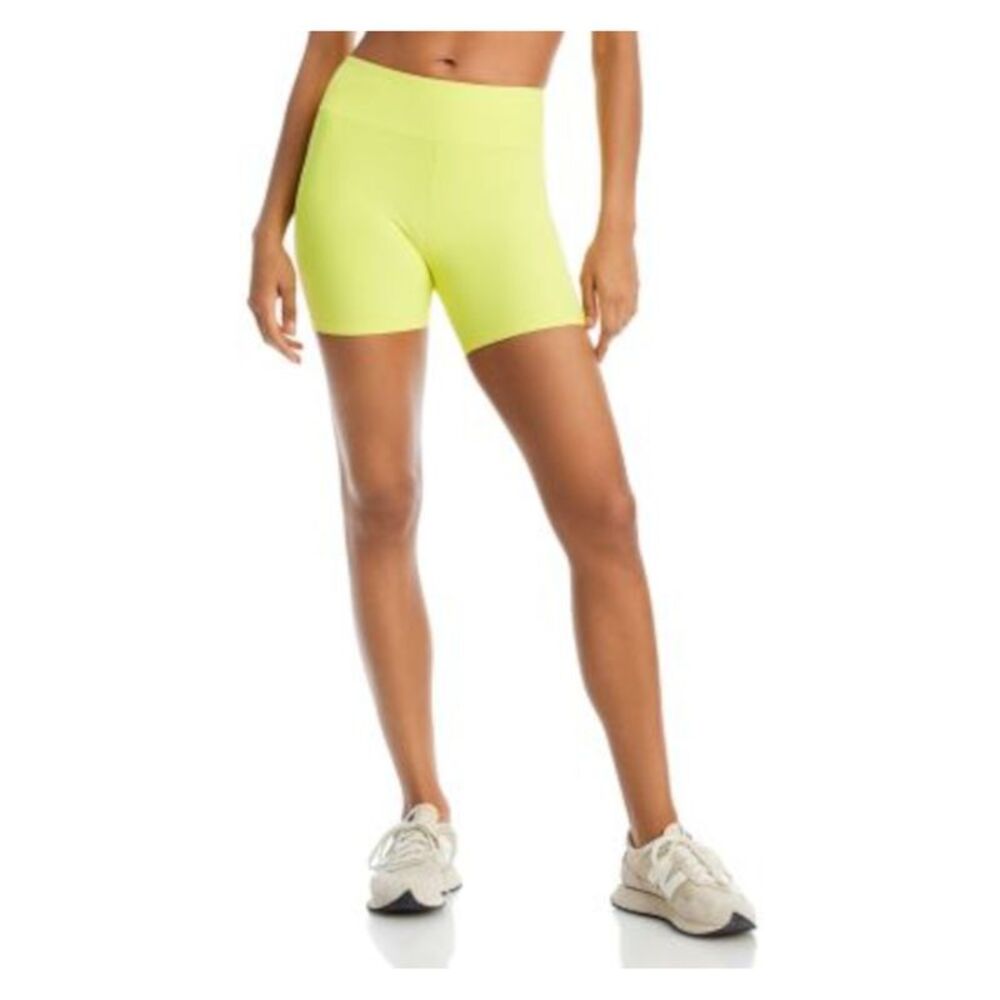 AQUA ATHLETIC Womens Yellow Medium Compression Active Wear Bike Shorts XS